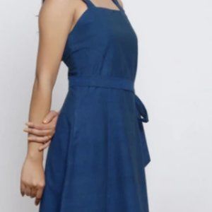 Blue Handspun Knee Length Dress NWT